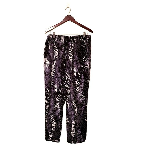 Faded Glory Womens Pants Black XL Plus Size Animal Print Straight Leg - Picture 5 of 8